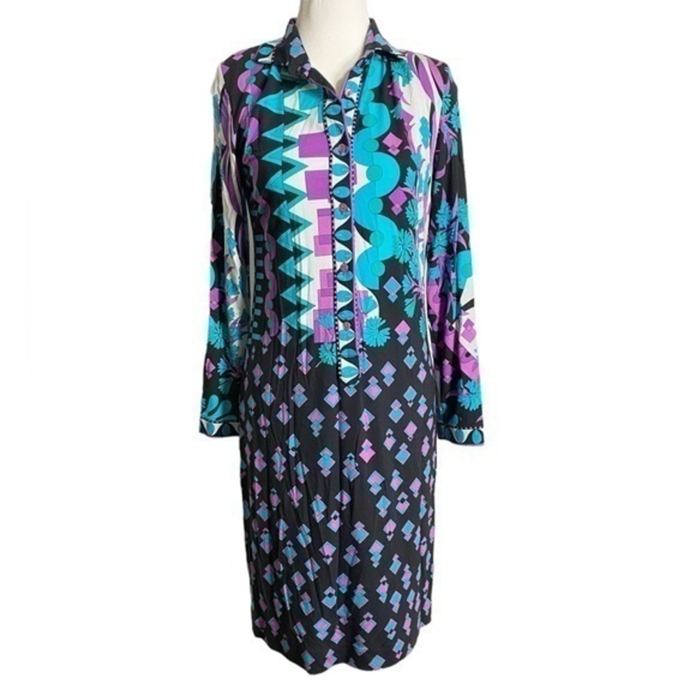 Averado Bessi Long Sleeve Multi Print Colorful Midi Dress